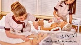  Presentation with women equality group of diverse - Colorful presentation theme enhanced with non specialist - group of friend women receiving backdrop and a coral colored foreground