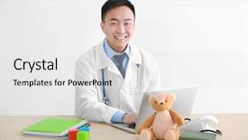  Presentation with pediatrics toddler and doctor - Audience pleasing PPT layouts consisting of non specialist - handsome pediatrician doctor in office backdrop and a white colored foreground