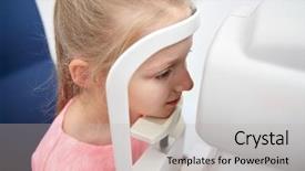  Presentation with eye desieases - Cool new PPT theme with non specialist - optician with tonometer and patient backdrop and a light gray colored foreground