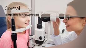  Presentation with thesis on stroke patient - Cool new PPT theme with non specialist - optician with tonometer and patient backdrop and a  colored foreground