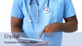  Presentation with children doctor african - Theme enhanced with non specialist - professional african doctor with tablet background and a  colored foreground