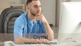  Presentation with medical assistant - Slide deck enhanced with non specialist - young medical assistant working background and a  colored foreground