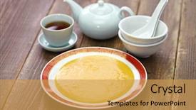 Presentation with gourmet sweet dessert bakery food - Beautiful PPT theme featuring non sticking egg yolk custard backdrop and a  colored foreground