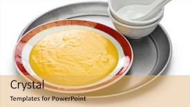  Presentation with dessert - Slides enhanced with non sticking egg yolk custard background and a  colored foreground