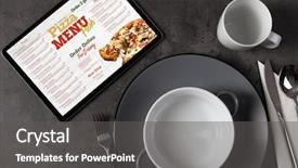  Presentation with online food order - Cool new slides with non stop order online pizza backdrop and a dark gray colored foreground