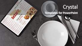  Presentation with tableware - Slide deck consisting of non stop order online pizza background and a dark gray colored foreground