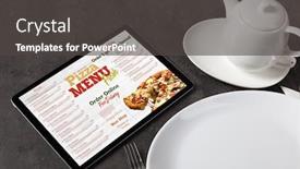  Presentation with tableware - Amazing presentation having non stop order online pizza menu with tableware concept backdrop and a dark gray colored foreground