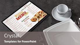  Presentation with tableware - Presentation consisting of non stop order online pizza menu with tableware concept background and a gray colored foreground