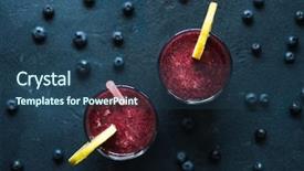  Presentation with healthy food - Amazing PPT layouts having non veg - fresh blueberry smoothie in glass backdrop and a ocean colored foreground