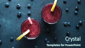  Presentation with healthy food - Colorful slide deck enhanced with non veg - fresh blueberry smoothie in glass backdrop and a navy blue colored foreground