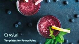  Presentation with healthy food - Audience pleasing PPT layouts consisting of non veg - fresh blueberry smoothie in glass backdrop and a navy blue colored foreground