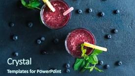  Presentation with healthy food - Audience pleasing slide deck consisting of non veg - fresh blueberry smoothie in glass backdrop and a navy blue colored foreground