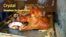  Presentation with ecuador - Theme enhanced with non veg - grilled pig head with mouth background and a tawny brown colored foreground