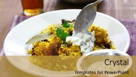  Presentation with hyderabadi biryani - Cool new presentation theme with non veg - hyderabadi chicken biryani indian cuisine backdrop and a gold colored foreground