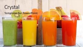  Presentation with fruit vegetable juice - PPT theme consisting of juice in glasses and fresh background and a yellow colored foreground