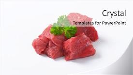  Presentation with meat beef - Amazing presentation design having small heap of beef meat decorated with parsley backdrop and a pink colored foreground