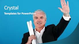  Presentation with verbal - Colorful presentation theme enhanced with non verbal communication - engineer holding up his hand backdrop and a teal colored foreground