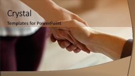  Presentation with verbal - PPT theme featuring non verbal communication - female and male shake hands background and a coral colored foreground