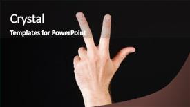  Presentation with black hand - Slides with non verbal communication - male caucasian hand showing three background and a black colored foreground