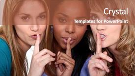  Presentation with verbal - PPT theme featuring non verbal communication - three women with the fingers background and a red colored foreground