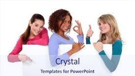  Presentation with verbal - Slide deck consisting of non verbal communication - women enthusiastically holding up background and a sky blue colored foreground