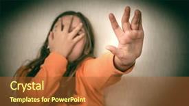  Presentation with teenage girl - Theme with non violence one - frightened teenage girl making stop background and a red colored foreground