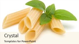  Presentation with penne pasta - Beautiful slide deck featuring noni - italian pasta isolated on white backdrop and a blonde colored foreground
