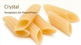  Presentation with penne pasta - Slide set with noni - italian pasta isolated on white background and a cream colored foreground