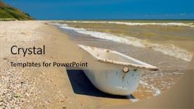  Presentation with sea shore - Colorful PPT theme enhanced with nonsense - bathtub on a sea shore backdrop and a coral colored foreground