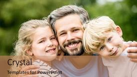  Presentation with father teaching children - Presentation design with nonsense - children with father having fun background and a  colored foreground