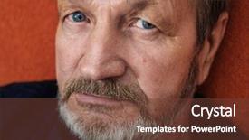  Presentation with many bubbles in water close - Slides enhanced with nonsense - elderly bearded man's face close-up background and a tawny brown colored foreground