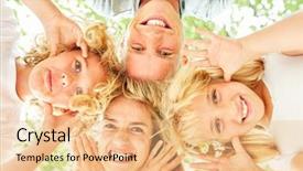  Presentation with faces - Beautiful slide set featuring nonsense - family and children make faces backdrop and a coral colored foreground