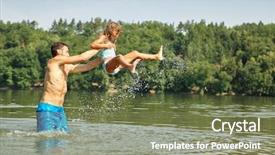  Presentation with daughter - Slides featuring nonsense - father and daughter spashing background and a  colored foreground