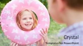  Presentation with happy holidays - Presentation design with nonsense - happy girl is playing background and a  colored foreground