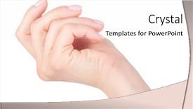  Presentation with female - Presentation design having nonverbal - female hand gesture isolated background and a sky blue colored foreground