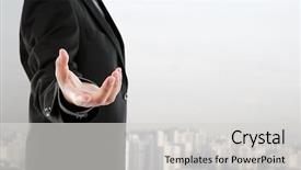  Presentation with 3d man business leader - Presentation having nonverbal - open hand of business man background and a light gray colored foreground