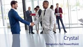  Presentation with welcome - Colorful slide deck enhanced with nonverbal - young workman at entrance welcome backdrop and a lemonade colored foreground