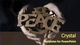  Presentation with old man - Slides featuring nonviolence - closeup of an old caucasian background and a tawny brown colored foreground