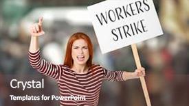  Presentation with signboard - Beautiful PPT theme featuring nonviolence - young woman with signboard backdrop and a tawny brown colored foreground