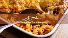  Presentation with mozzarella cheese - Slides enhanced with noodle-casserole-with-minced-meat background and a tawny brown colored foreground