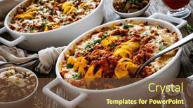  Presentation with noodle - Slides featuring noodle-casserole-with-minced-meat background and a tawny brown colored foreground