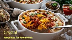  Presentation with noodle - PPT layouts with noodle-casserole-with-minced-meat background and a tawny brown colored foreground