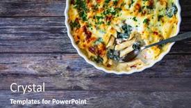  Presentation with noodle - Presentation theme consisting of noodle-casserole-with-roast-pork background and a gray colored foreground