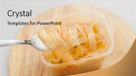  Presentation with korean food instant noodle - Presentation design enhanced with noodle salad with carrot slide background and a lemonade colored foreground