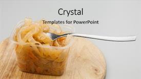  Presentation with noodle - Beautiful presentation design featuring noodle salad with carrot slide backdrop and a light gray colored foreground