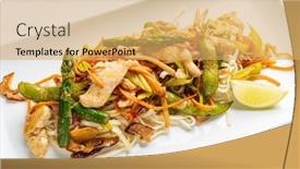  Presentation with noodle - Colorful PPT layouts enhanced with noodle-with-chicken-and-vegetables backdrop and a yellow colored foreground