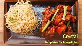  Presentation with noodle - Theme enhanced with noodle with meat background and a tawny brown colored foreground