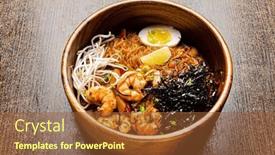  Presentation with noodle - Slides with noodle-with-shrimps-and-egg background and a  colored foreground