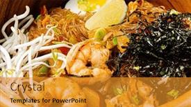  Presentation with noodle - Presentation design having noodle-with-shrimps-and-egg background and a  colored foreground
