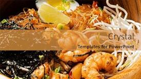  Presentation with noodle - Slides enhanced with noodle-with-shrimps-and-egg background and a  colored foreground